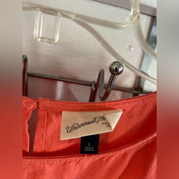 UNIVERSAL THREAD Women's Coral Orange Linen Blend Long Sleeve Side Cut Out Dress - Picture 4 of 11